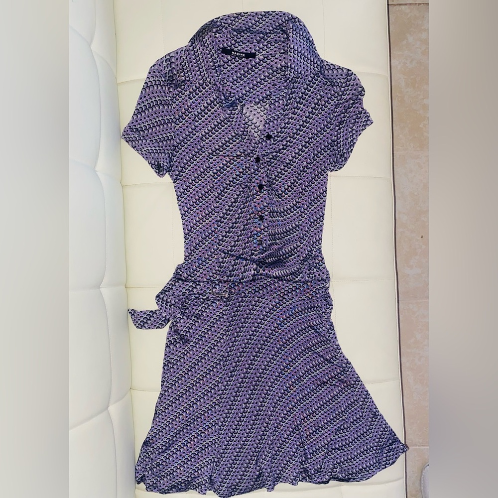 Nadine Patterned Purple Women's Jersey Flirty Sexy Dress S